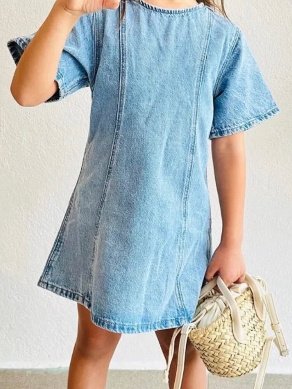 Zara Kids Girls Light Blue Denim Short Sleeve Dress SZ 9 Years